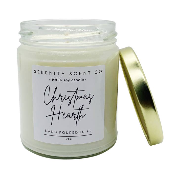 Candela natalizia Hearth | Candela di soia fatta a mano | Candela da 9 once per la vendita all'ingrosso da parte di Serenity Scent Co