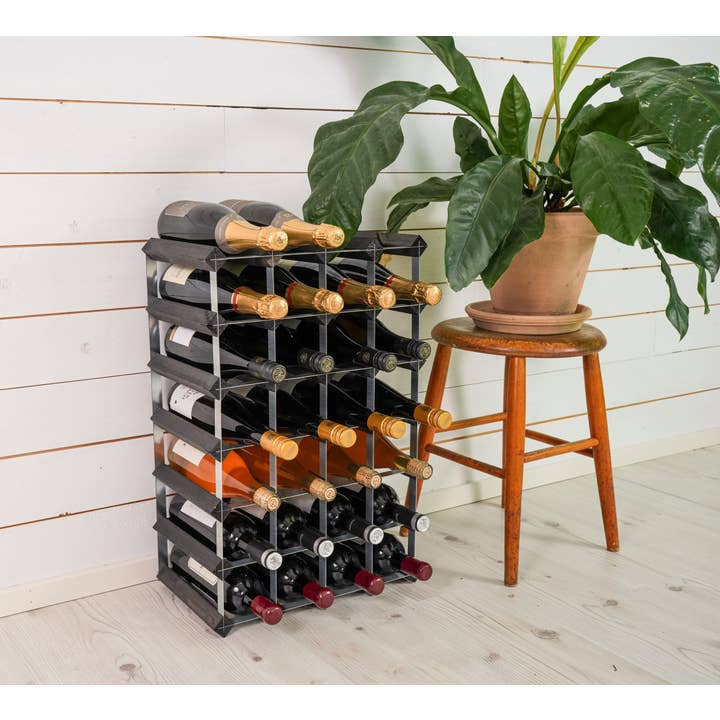 The Traditional Wine Rack Company - Wholesale Wine Rack - 30 Bottles Self Assembly Kit Black Ash