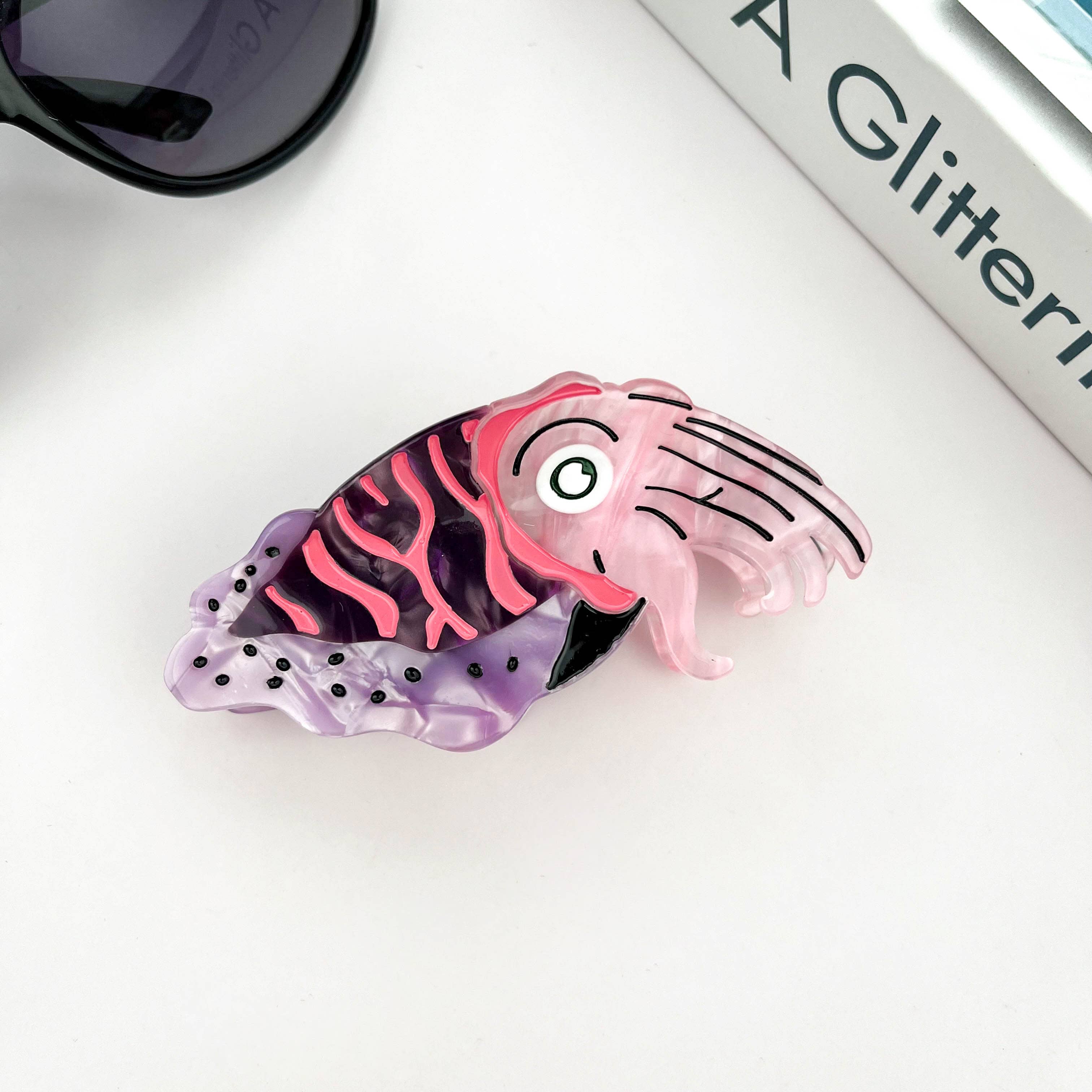 SoapElenGlen - Vendita all'ingrosso Fermaglio per capelli - Donna - Fermaglio per capelli in acetato vita marina, fermaglio a forma di calamaro e medusa.1