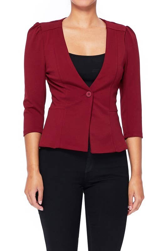 REMOVED BRAND - Wholesale Blazer - Dames - Blazer met pofmouwen en enkele knoopsluiting2