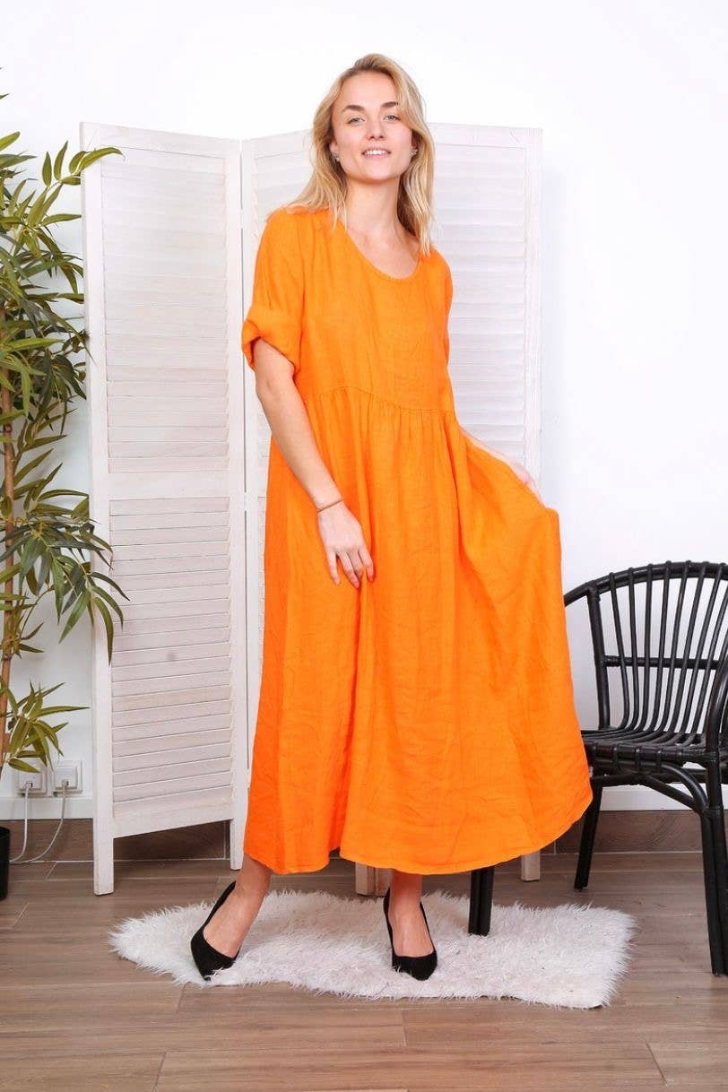 LÉA & LUC - Wholesale Dress - Women's - Long dress in 100% linen REF.714848