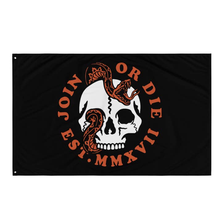 Join Or Die Flag for wholesale by StickThisOn