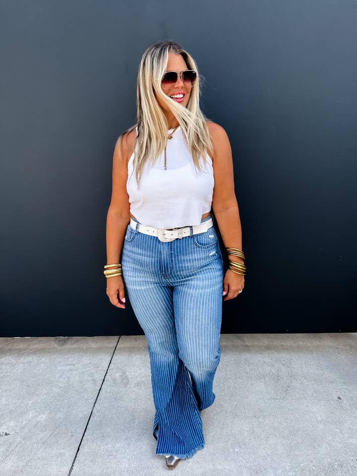 BLAKELEY - Vente Jean – femme - JEANS À RAYURES FINS3