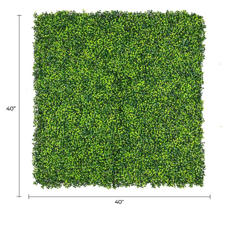 Designer Plants - Wholesale Artificial Plant - Artificial Mixed Boxwood Hedge Panel Wall 40" x 40" 11SQ FT Commercial Grade UV Resistant