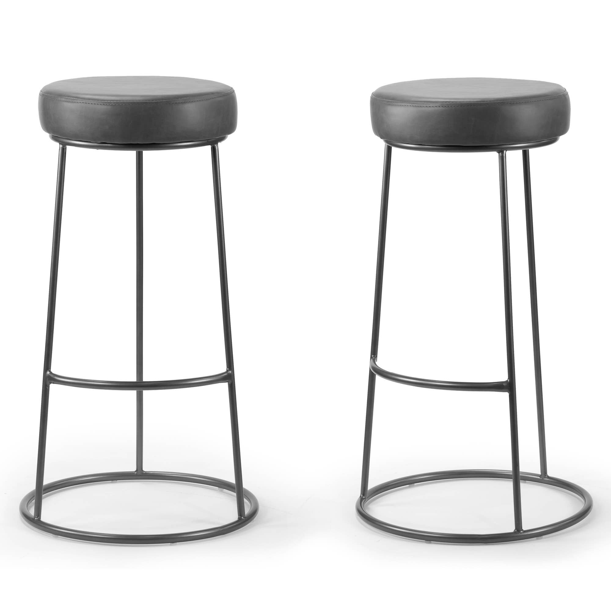 Glamour Home - Wholesale Stool - Set of 2 Amie Backless Bar Stools with Gunmetal Frame2