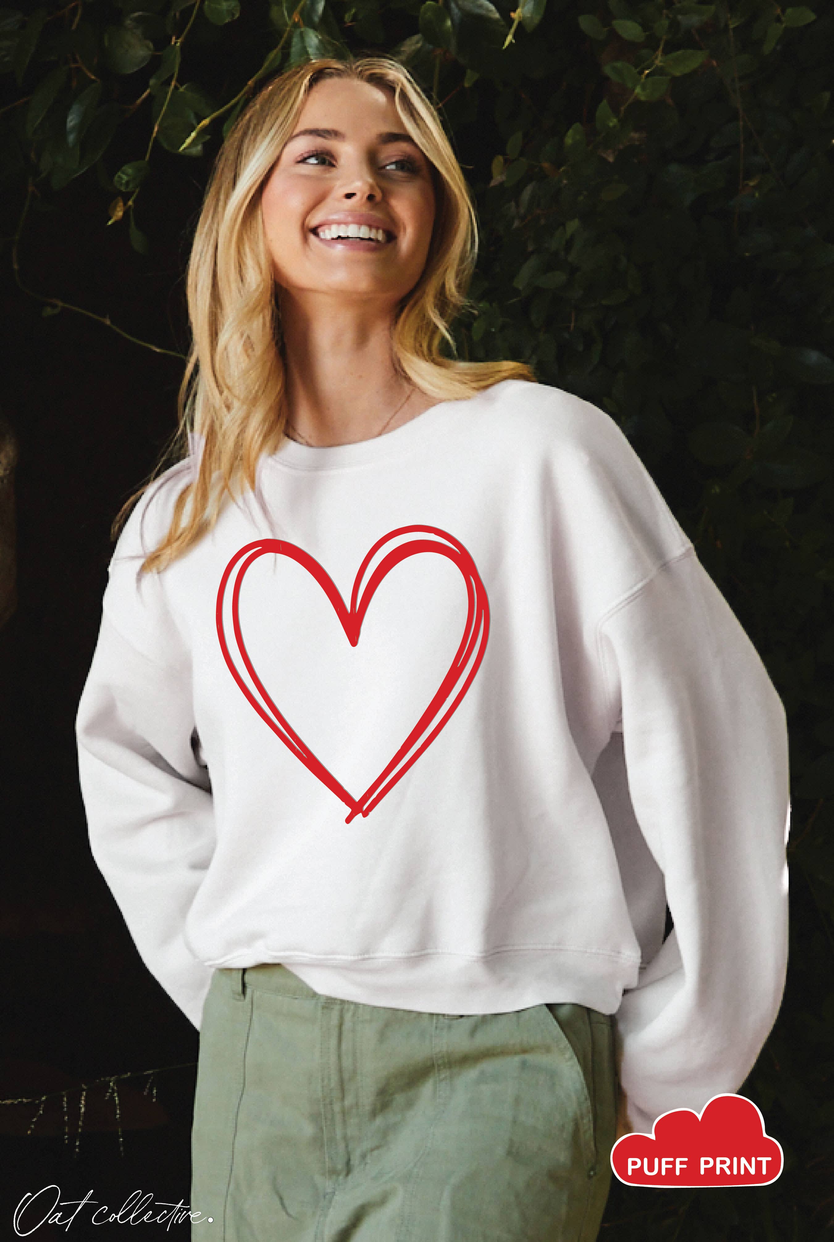 OAT COLLECTIVE - Wholesale Graphic Sweatshirt - Women's - HEART PUFF Mid Graphic Sweatshirt11