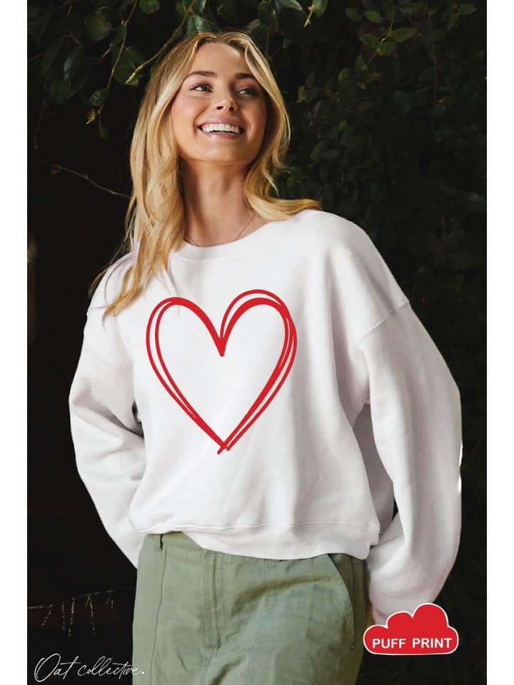 OAT COLLECTIVE - Wholesale Graphic Sweatshirt - Women's - HEART PUFF Mid Graphic Sweatshirt11