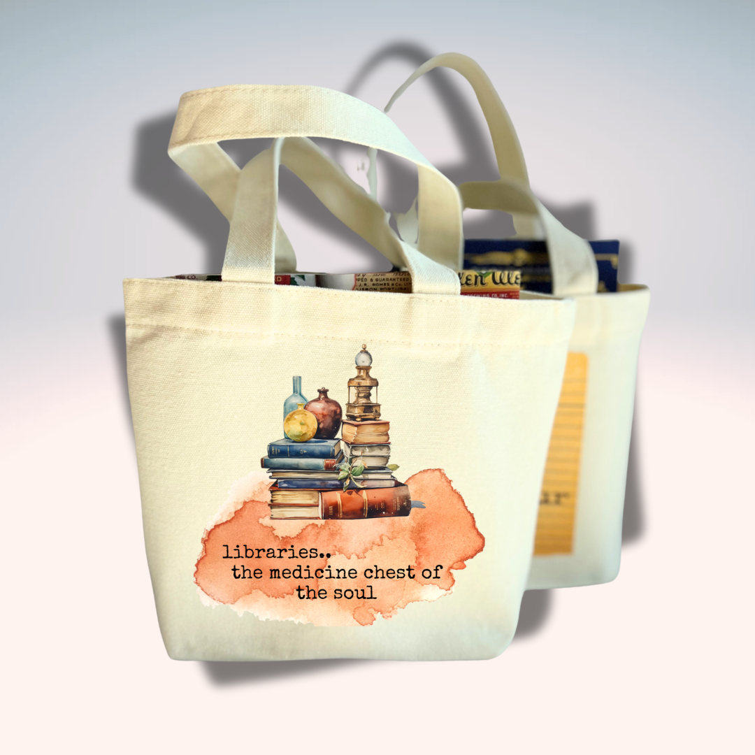 Pretty Clever Words - Wholesale Tote Bag - Women's - Canvas Mini Tote Bag - Bookstores are the Medicine Chest of the Soul2