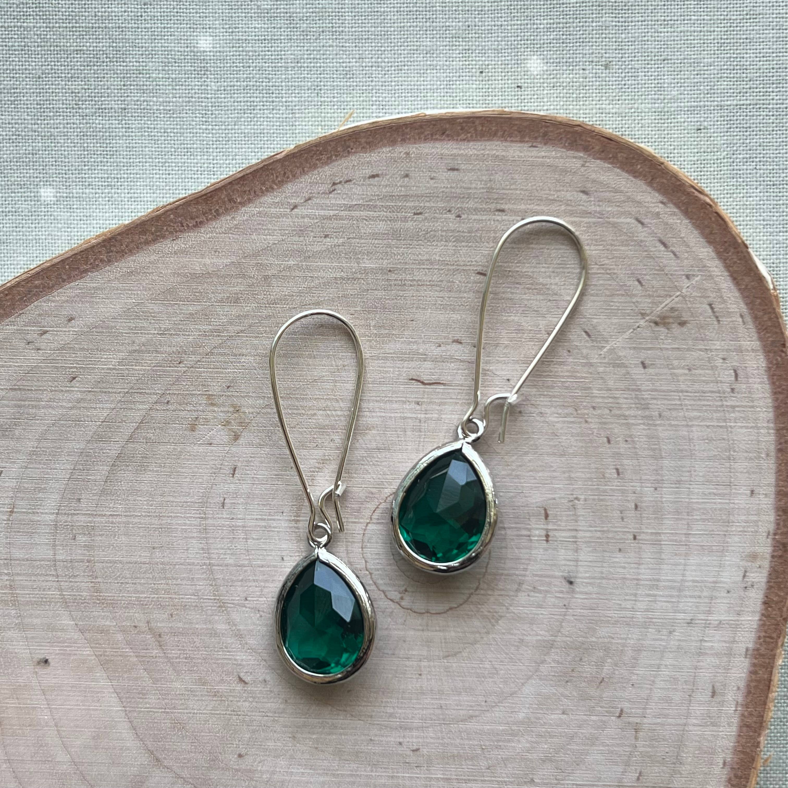 Dana Herbert - Wholesale Dangle Earrings - Silver Jane Bezel Glass Short Dangle Earrings11