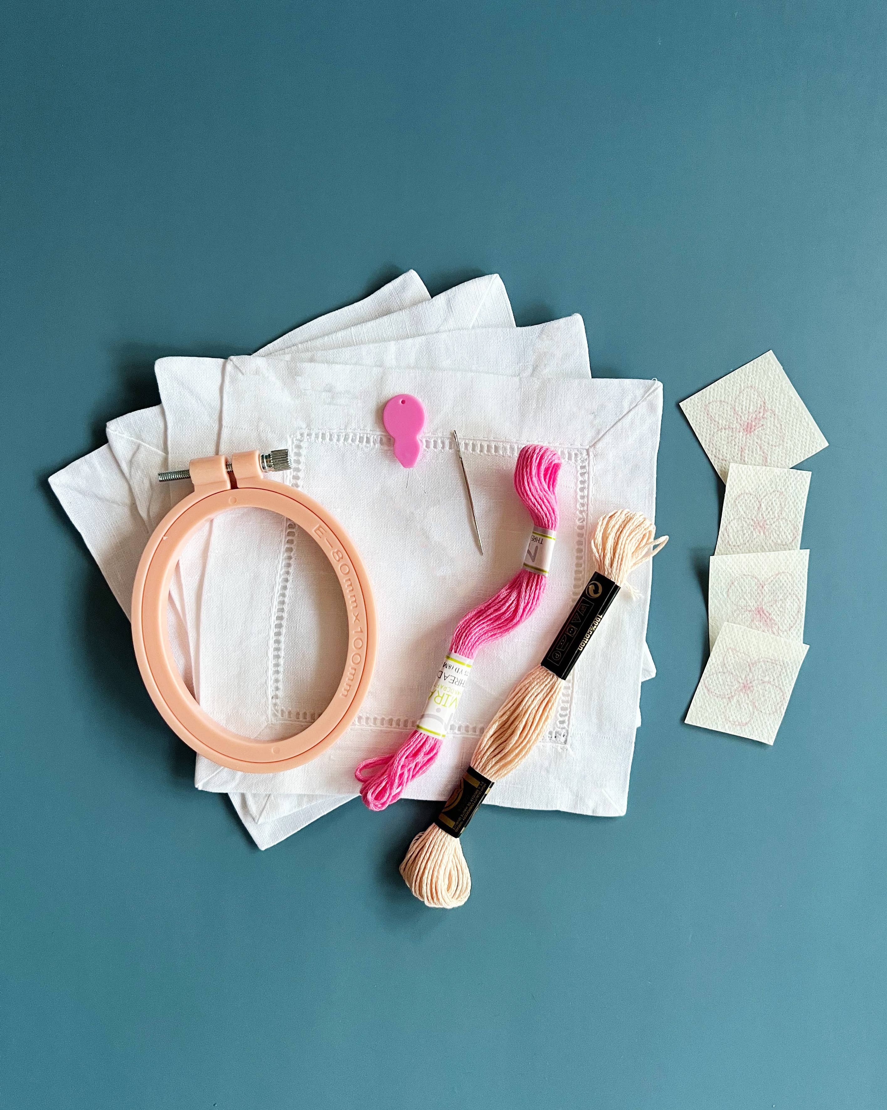 Cate Paper Co. - Wholesale Embroidery/Cross Stitch Supplies - Cherry Blossom Napkins Embroidery Kit2