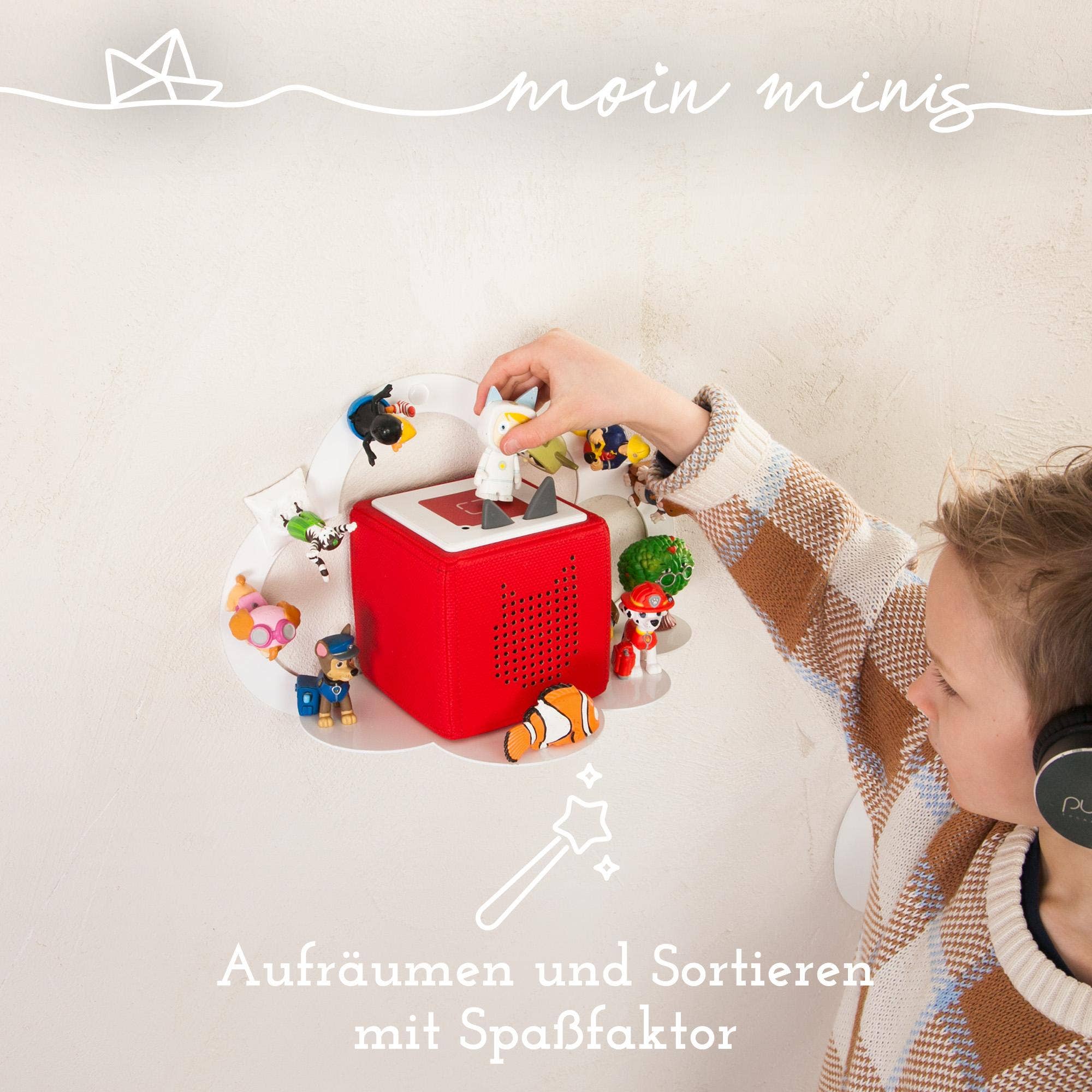 Mixcover GmbH - Vente Étagères murales - Étagère magnétique Moin Minis Cloud blanche compatible avec 20 figurines Tonie et Tonie Box pour enfants1