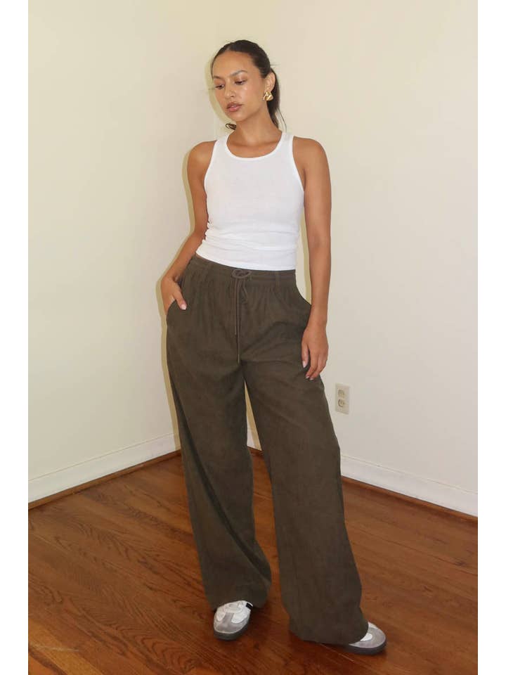 Salty - Wholesale Pants - Women's - CORD DRAWSTRING WIDE PANTS6