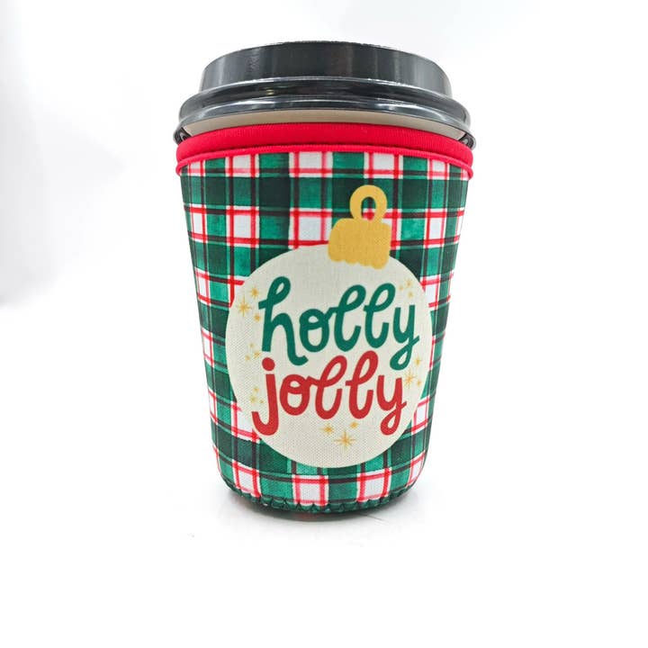 Kayla Noelle Co - Wholesale Drink huggers & koozies - Holly Jolly Reusable Coffee Sleeve 1
