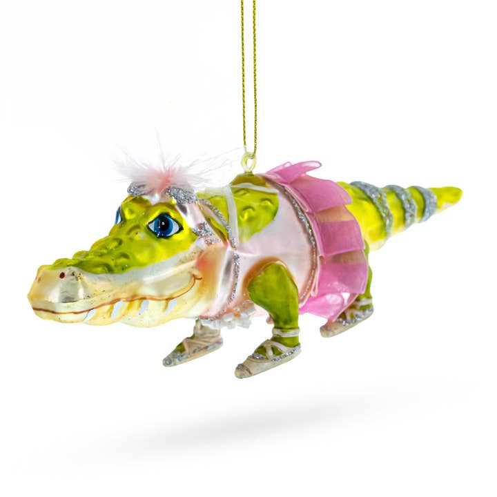 BestPysanky - Wholesale Ornament - Alligator in Pink Ballerina Ensemble Ornament
