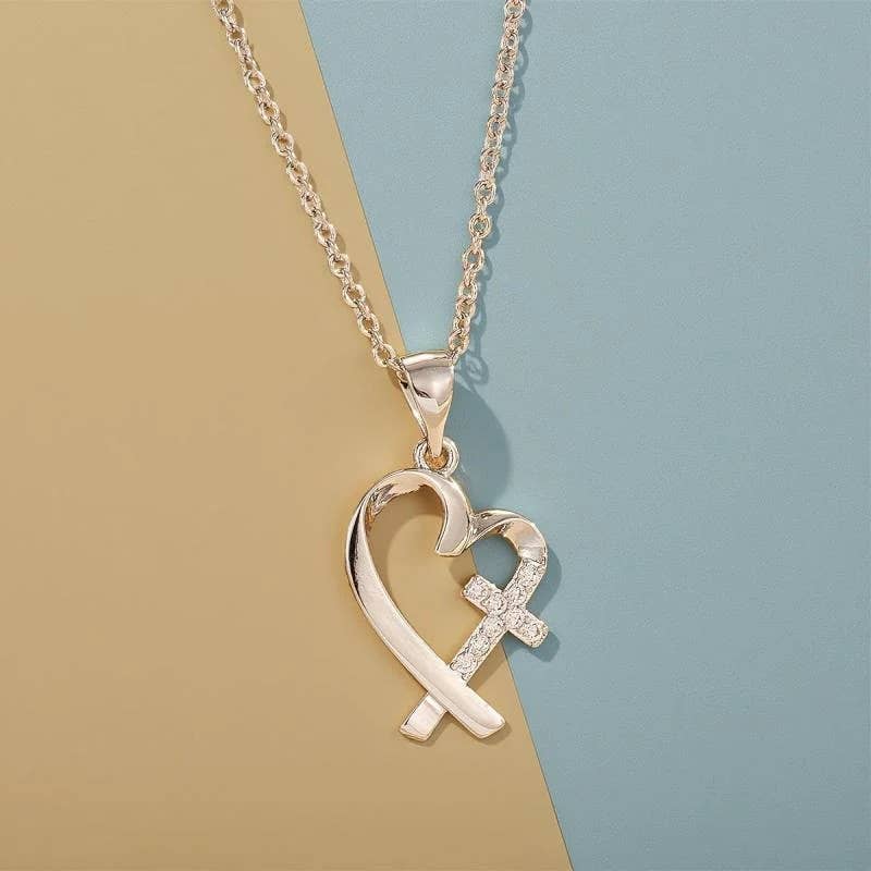 Syrrios Gifts LLC - Wholesale Pendant/Charm Necklace - Heart Cross Pendant Necklace Christian Jewelry Gift Women3