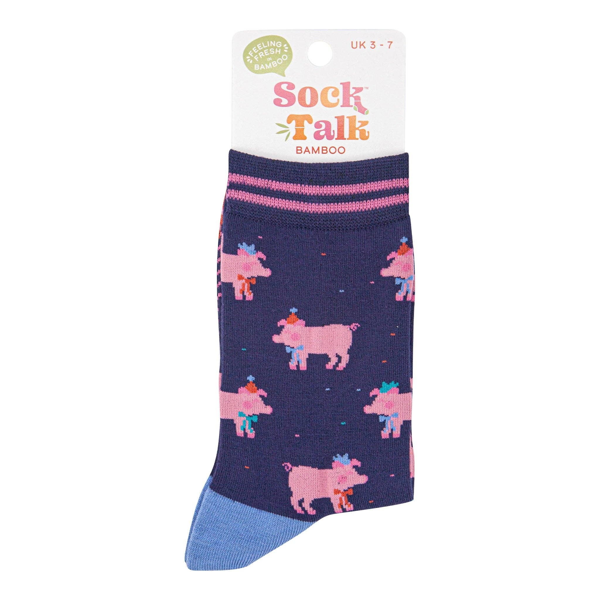 Sock Talk - Wholesale Socks - Women's - Women's Bamboo Socks - Navy Blue/Orange, Party Pigs3