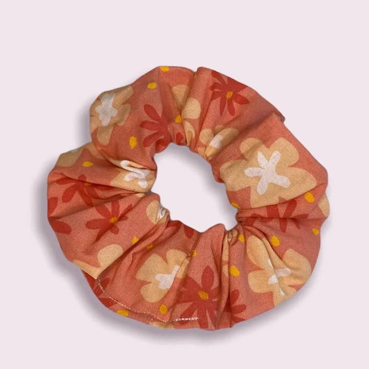 Haargummi für Kinder mit Blumenmuster der 70er für den Großhandel von Scrunchie Shop