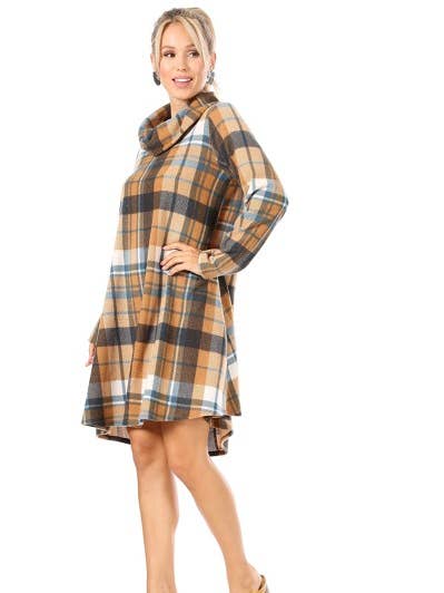 Chris & Carol Apparel – Engroshandel Kjole - Dame – X213150D - Hyggelig rutet kjole med halsudskæring - plus størrelse5