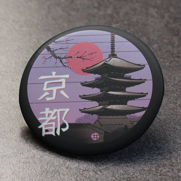 Spilla con Bottone Tempio Giapponese Vaporwave per la vendita all'ingrosso da parte di CultPOP