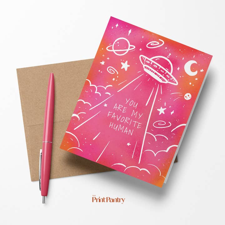 The Print Pantry - Wholesale Love Card - "You Are My Favorite Human" Greeting Card1