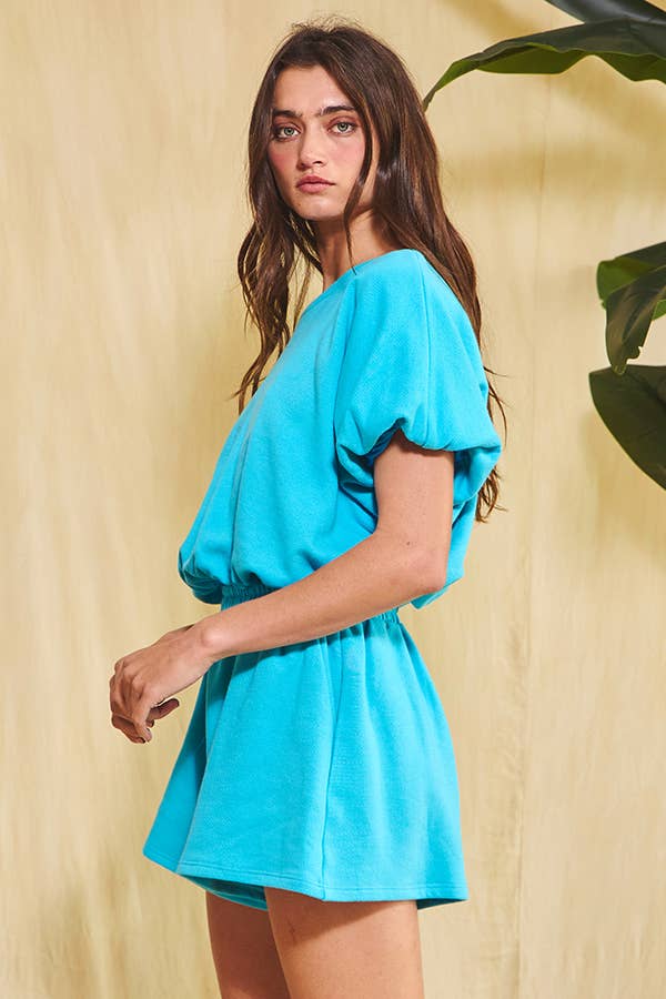 BUCKETLIST INC – wholesale Knit top – Women's – T2304 Bubble Hem & Sleeve Terry Crop Top5