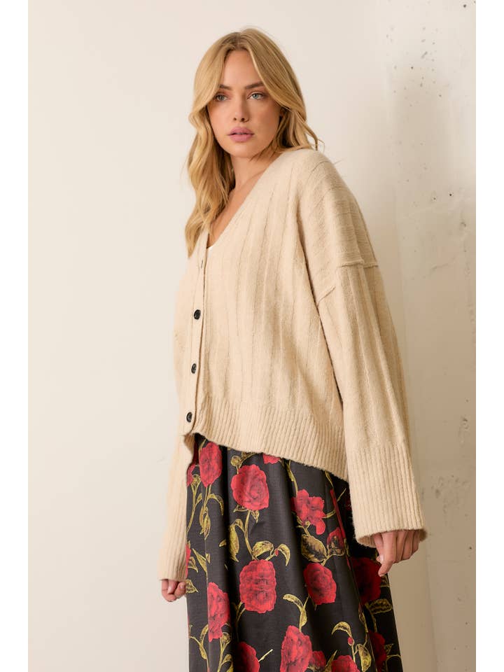 Polagram by Wellmade USA - Wholesale Cardigan - Women's - V-NECK KNIT CARDIGAN1