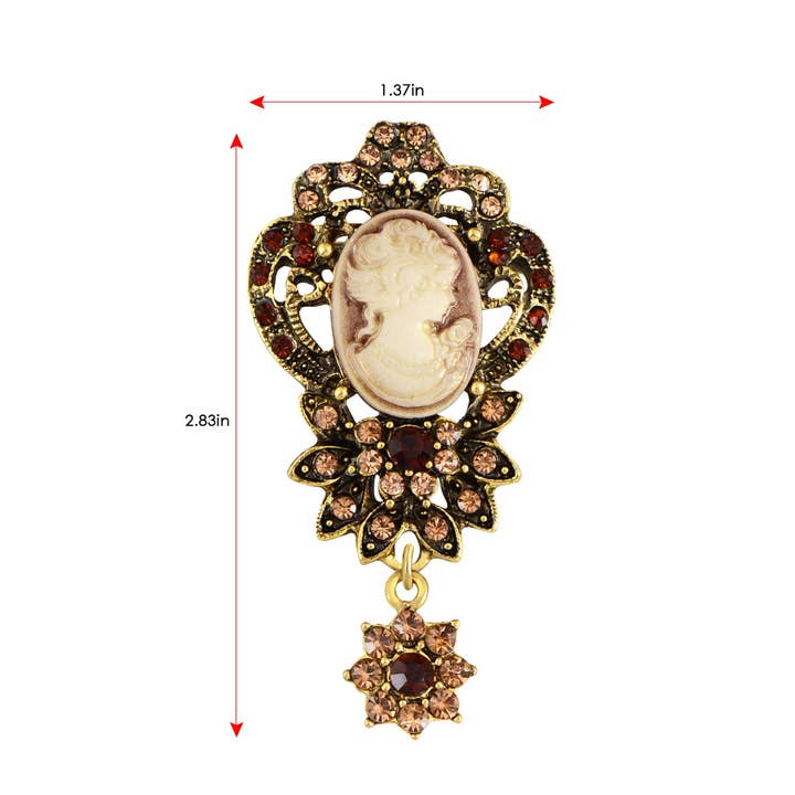 AK Brand - Wholesale Brooch - Vintage Crystal Rhinestone Victorian Cameo Brooch Pendant4