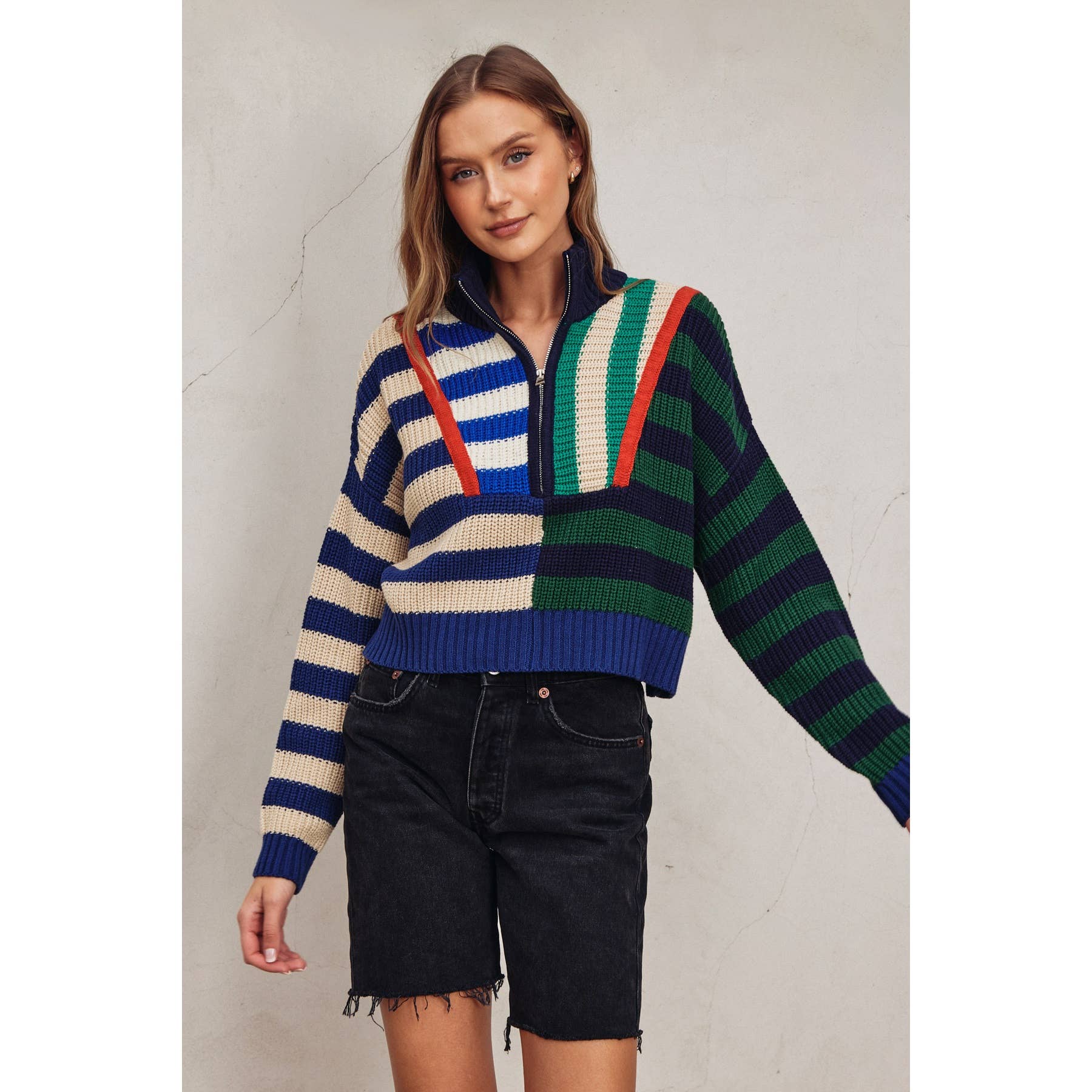 Dress Forum - Wholesale Knit Sweater - Women's - Colorburst Half Zip Collared Sweater (1)5