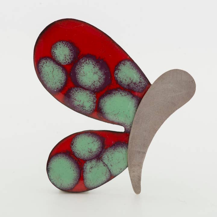 Red Butterfly Pin for wholesale by ELZA PEREIRA