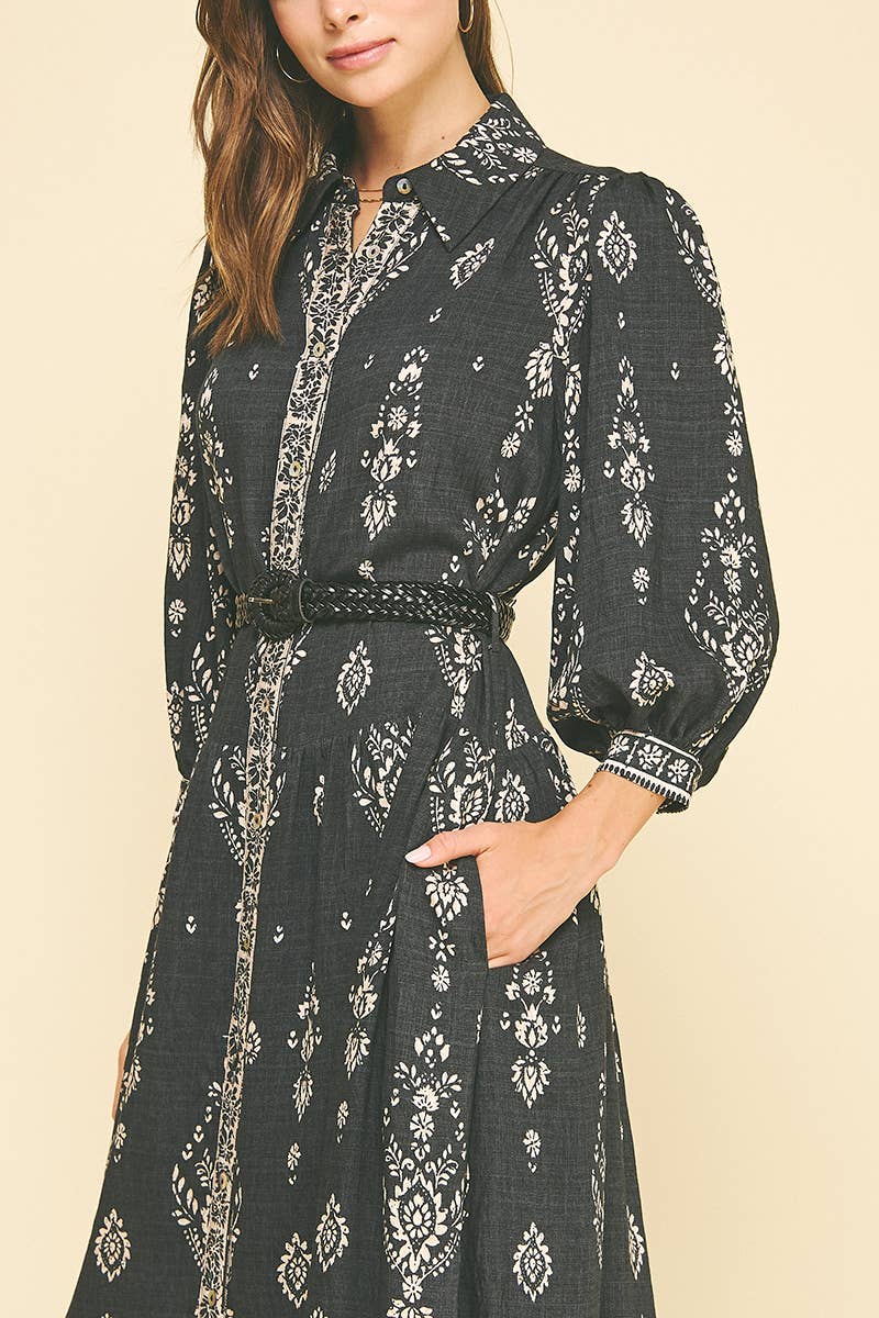 PINCH - Venta al por mayor Vestido - Mujer - VESTIDO MAXI ESTAMPADO PAISLEY CON CINTURÓN - 6424D12