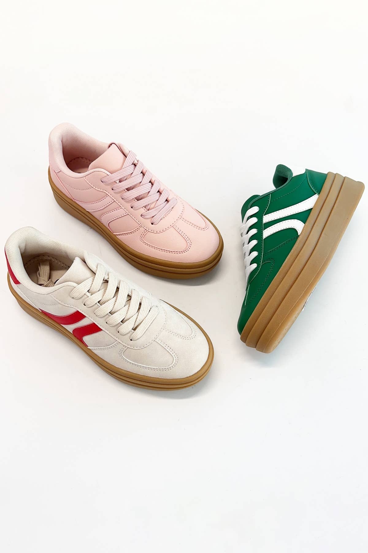 CCOCCI – Engroshandel Lifestyle sneaker - Dame – TOPPING-18 SEMI-PLATOFM DOBBELTSTRIBEDE LAVE SNEAKERS6