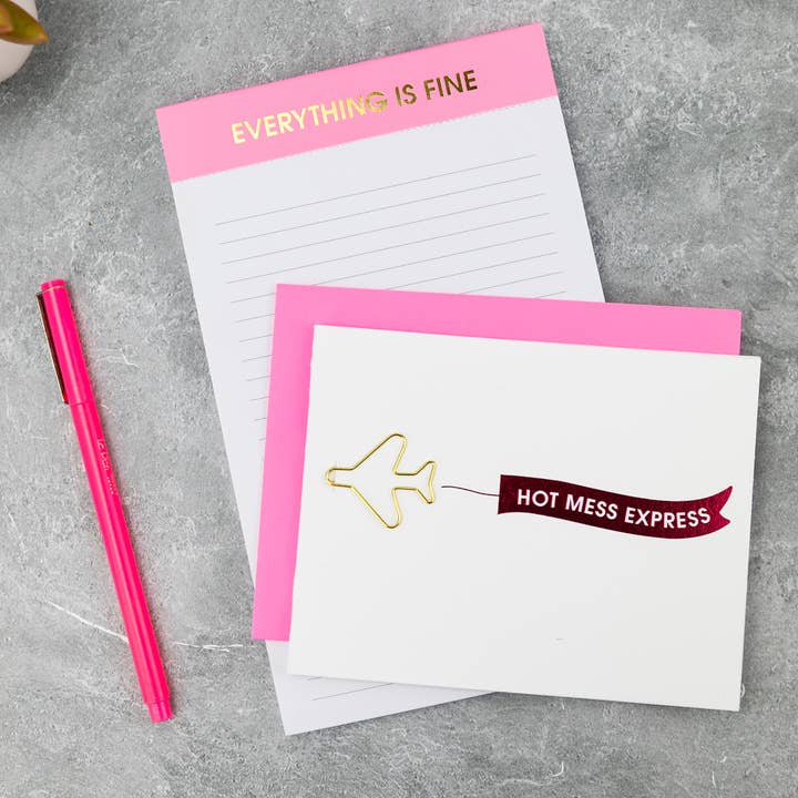 Chez Gagné - Wholesale Notepad - Everything Is Fine - Lined Notepad - Pink - 65 perforated pages - 5x8 5