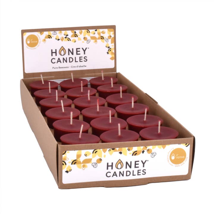 Burgundy Beeswax Votive Candles for wholesale by Honey Candles