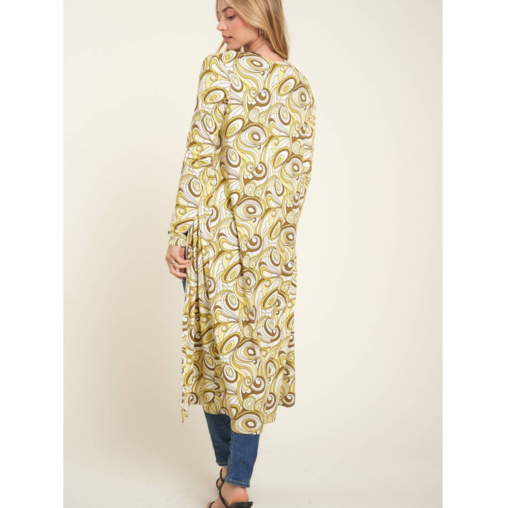 Timeless - Wholesale Cardigan - Women's - Knee Length Printed Long Sleeve Cardigan5