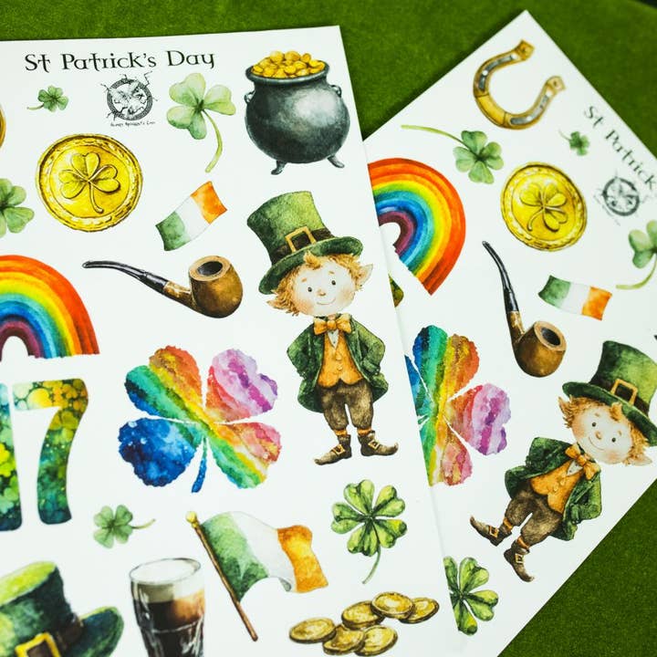 St Patrick's Day Sticker Sheet for wholesale by CoraCreaCrafts