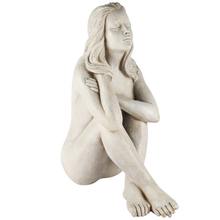 Deco dame siddende, grå, polyresin, 21x39x48cm for engroshandel hos Dekoratief