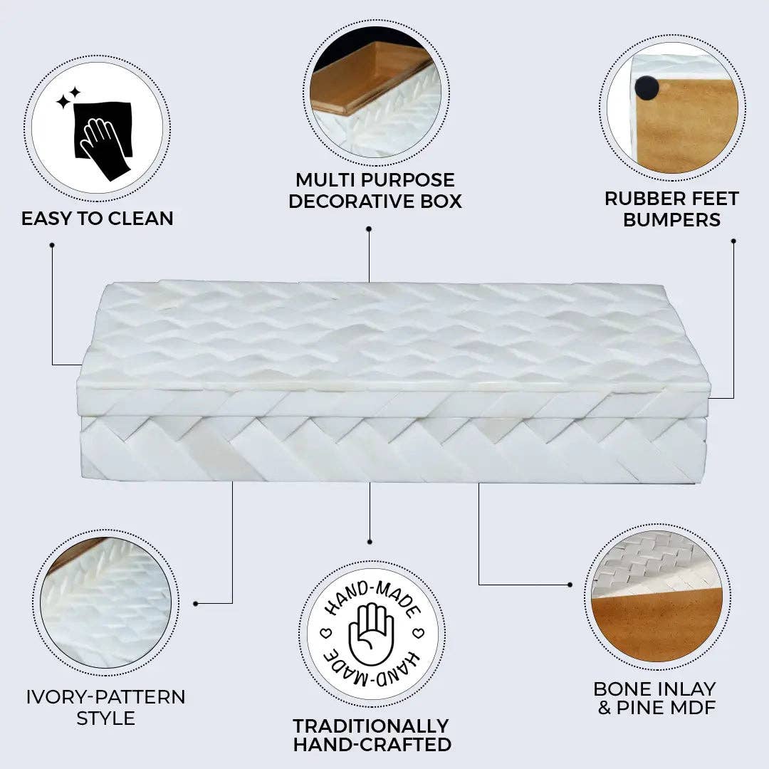 Muqeem & Brothers - Wholesale Decorative Box - Ivory Braid Bone Inlay Decorative Storage Box Design8