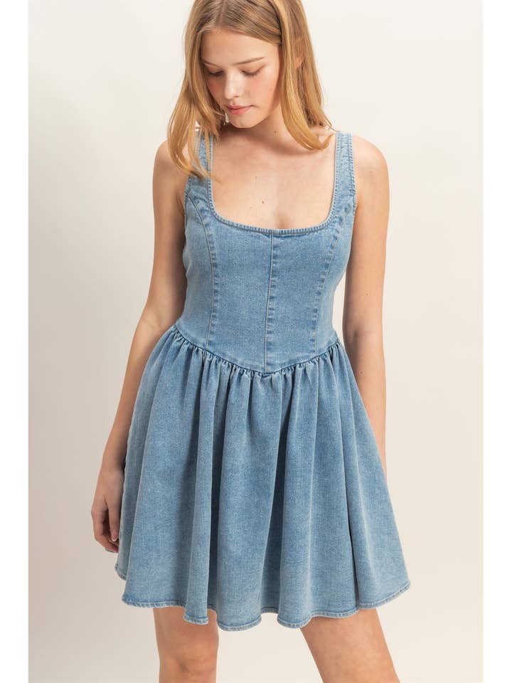 Square Neck Denim Dress for wholesale by HYFVE