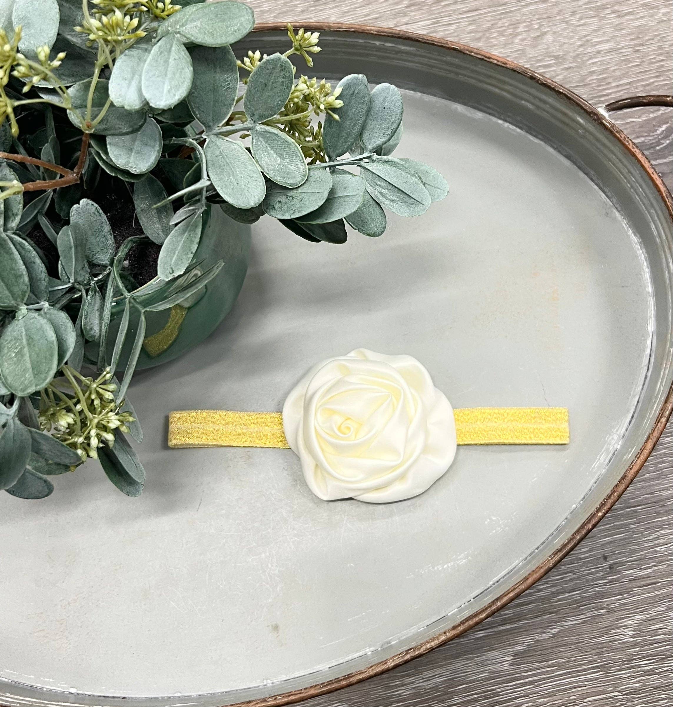 Two Cute Boutique LLC – wholesale Fashion Headband - Kids – Satin Rose Headband0