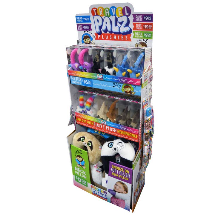 PLUSH HEADPHONES W/ 10FT CABLE VARIETY FLOOR DISPLAY 42 PIEC for wholesale by Kipp Brothers