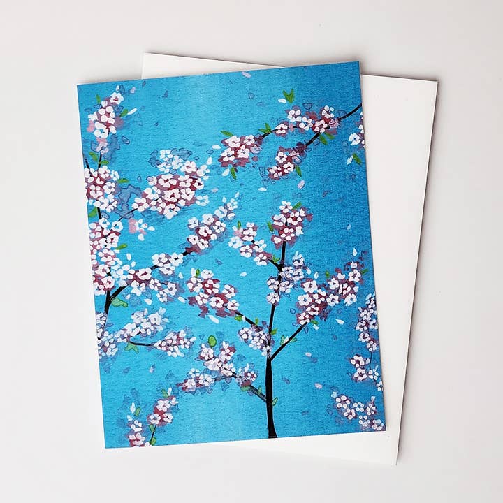 Cherry Blossom Branch | Blank Floral Greeting Card for wholesale by Correspondence Paper Company