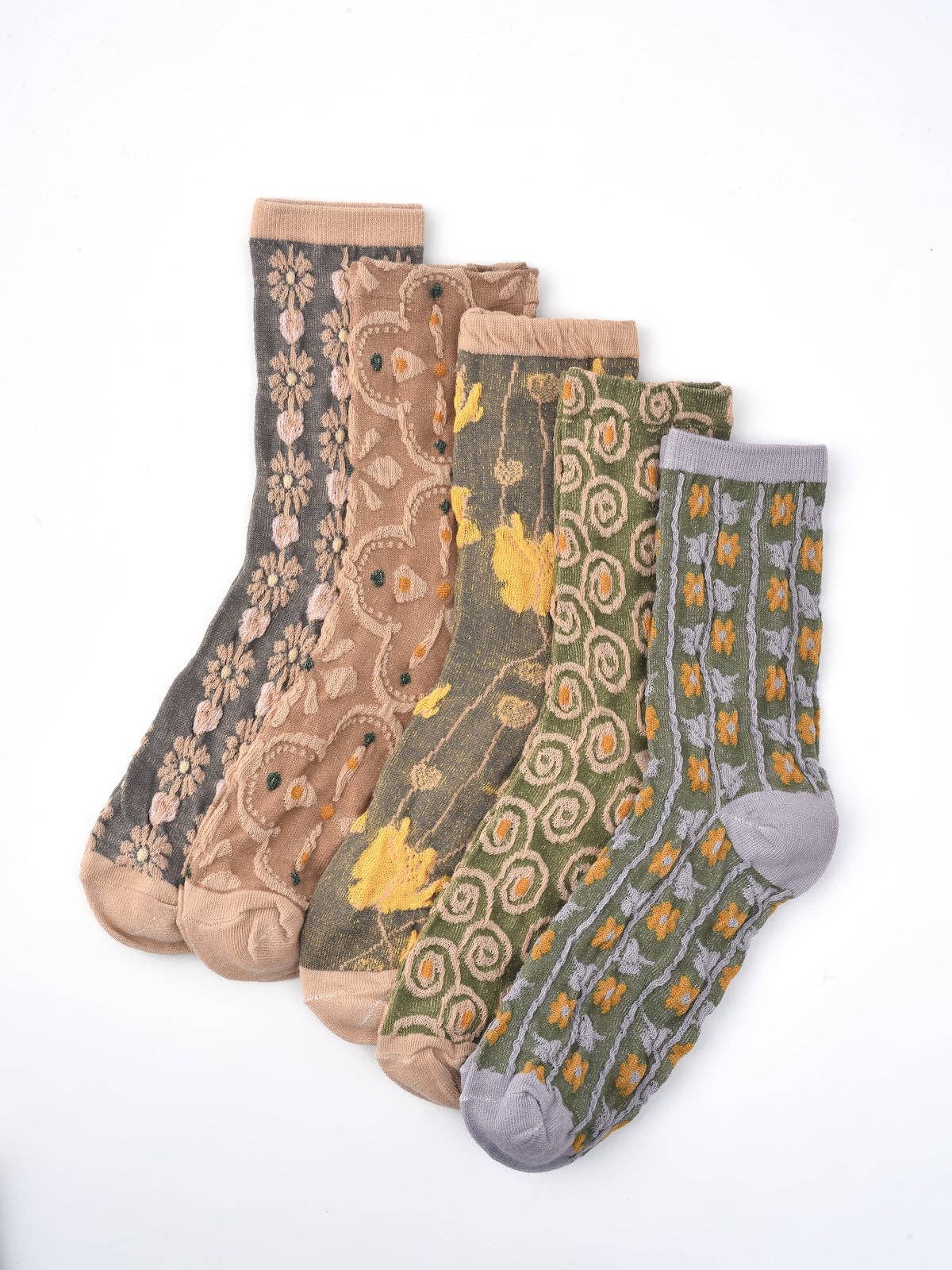 Funkyrel® Atzbranding Limited - Wholesale Socks - Women's - Rufia - Floral Knit Socks - Vintage & Stretchy10