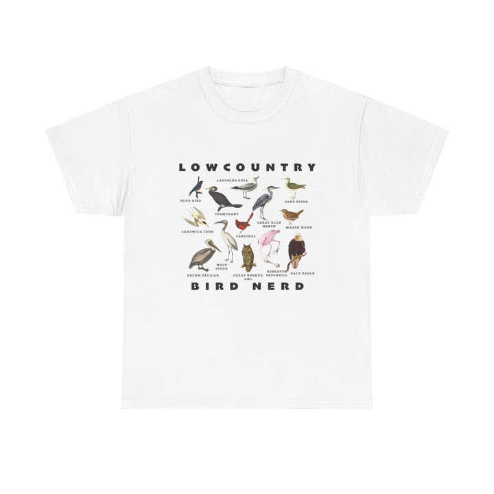 Fuglearter Unisex T-shirt - Lowcountry Fuglenørd T-shirt for engroshandel hos Beach, Cats & Wine