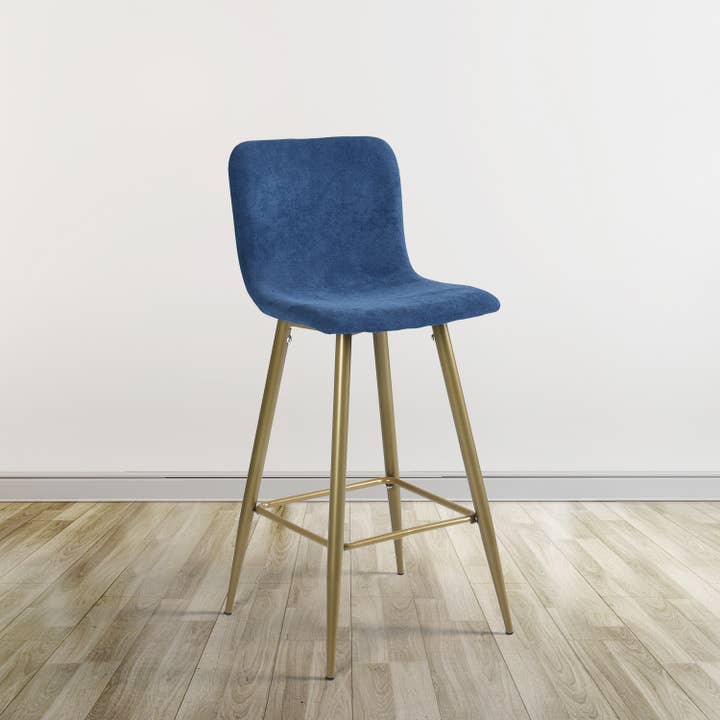 39F Inc. - Wholesale Stool - Modern 27.6in Counter Bar Stools With Gold Leg-Navy Blue