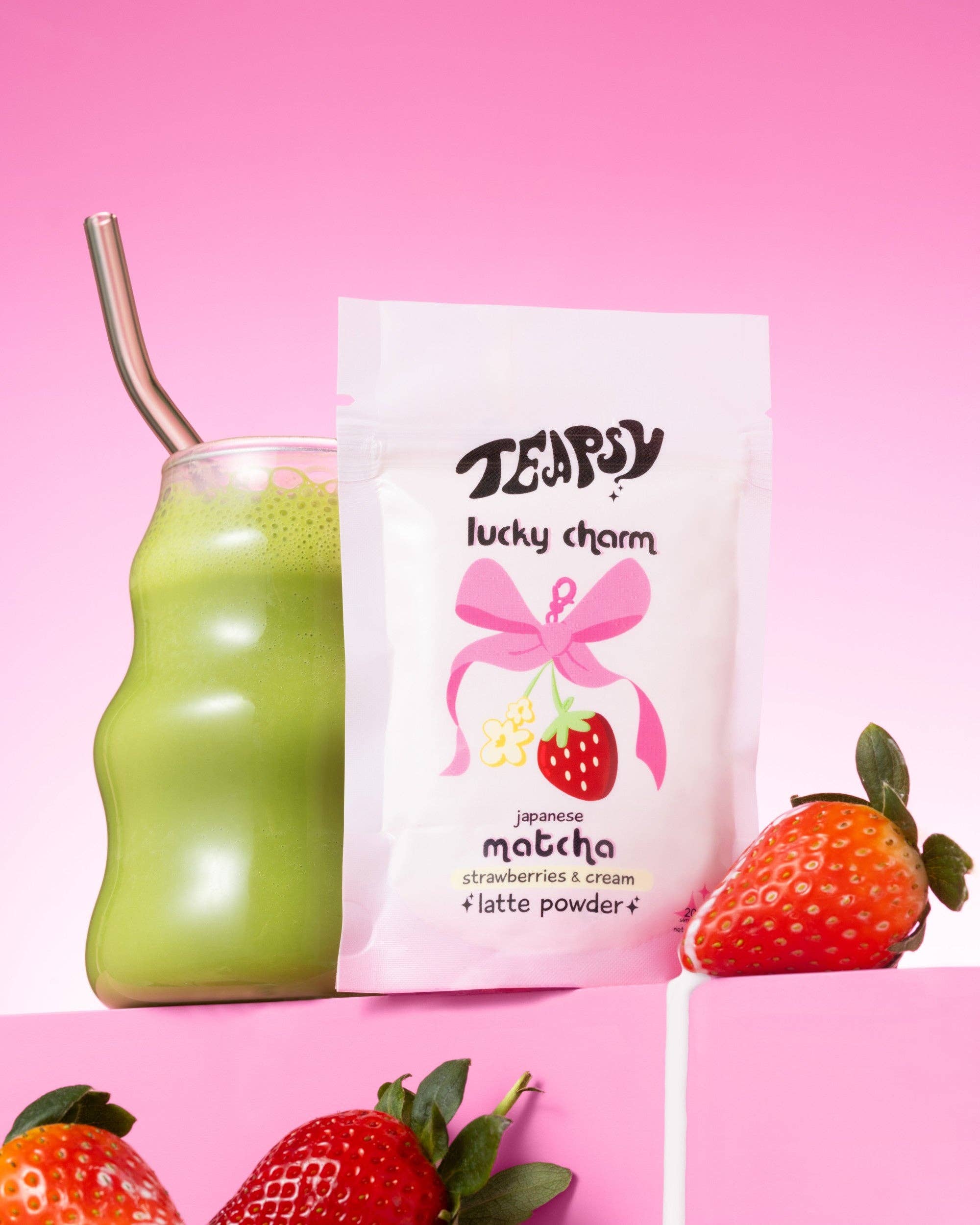 Teapsy - Wholesale Health/Detox Tea - Matcha Strawberries & Cream "Lucky Charm"3