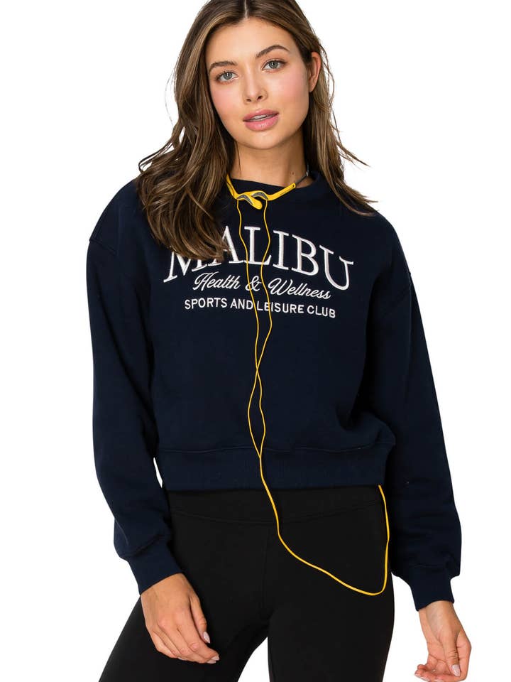 NAVY LAZY SUNDAY MALIBU EMBO SWEATSHIRT / 09820JFT823EM831 for wholesale on Faire