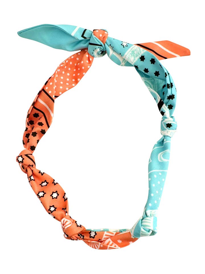 Carley Bandana Scarf Necklace Orange Teal - Create your own for wholesale by Gemelli