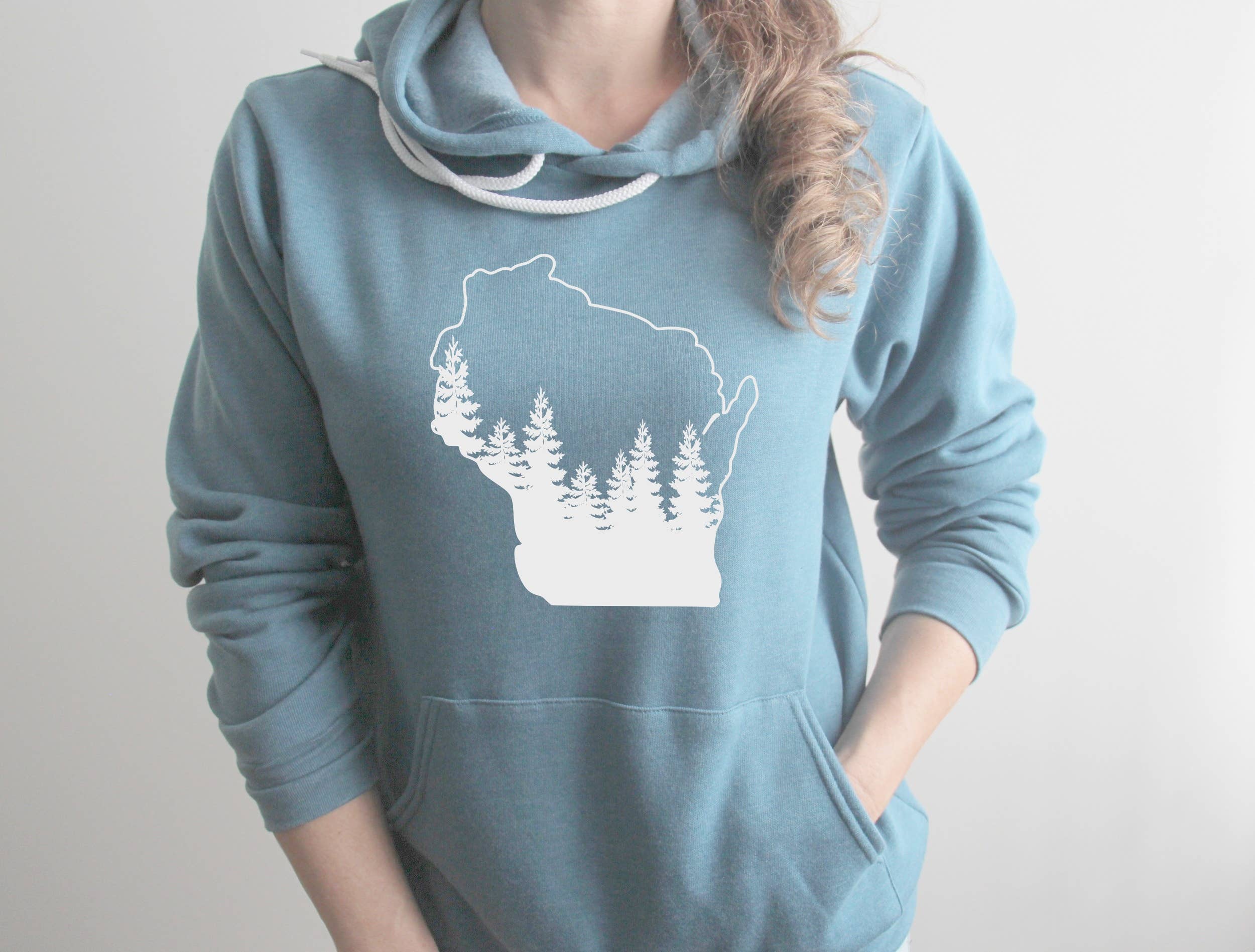 Autumn Rose Co. - Wholesale Graphic Sweatshirt - Women's - Wisconsin Pine Tree Sweatshirt, Wisconsin Hooded Sweatshirt1