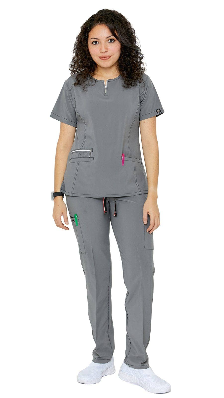 Dress A Med – wholesale Healthcare uniform – Women's – Women's Soft Stretch Silver Zipper Uniform Scrubs - Style ST4008