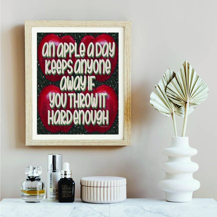 Sassy & Fun Art Print | An Apple A Day | LHD-AP-148 for wholesale by Lake House Designs by Buttonworks